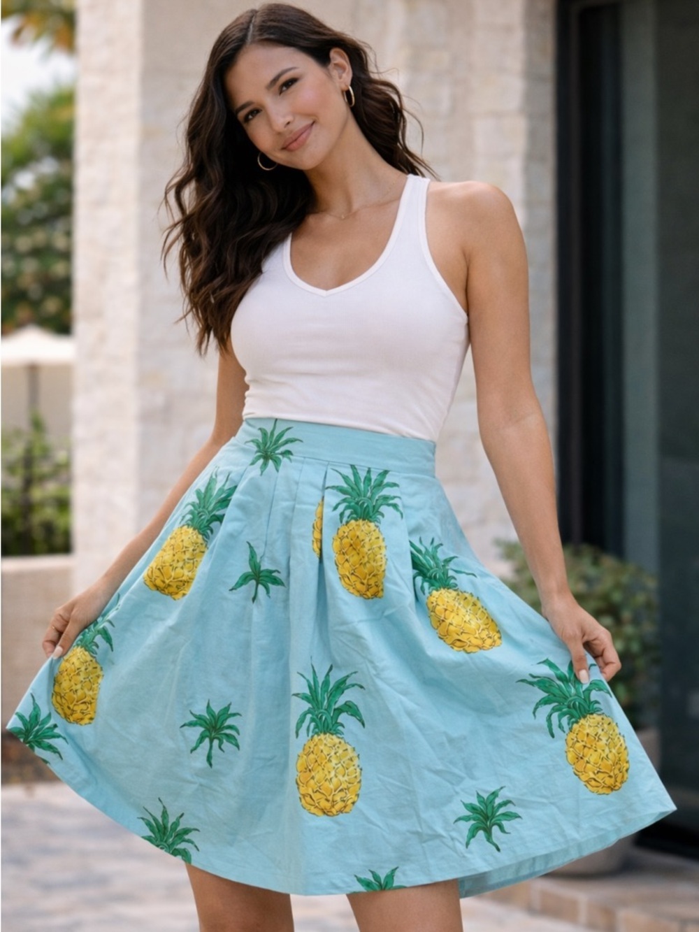 RSVP by Talbots Pineapple Print A-Line Skirt – Size 10P